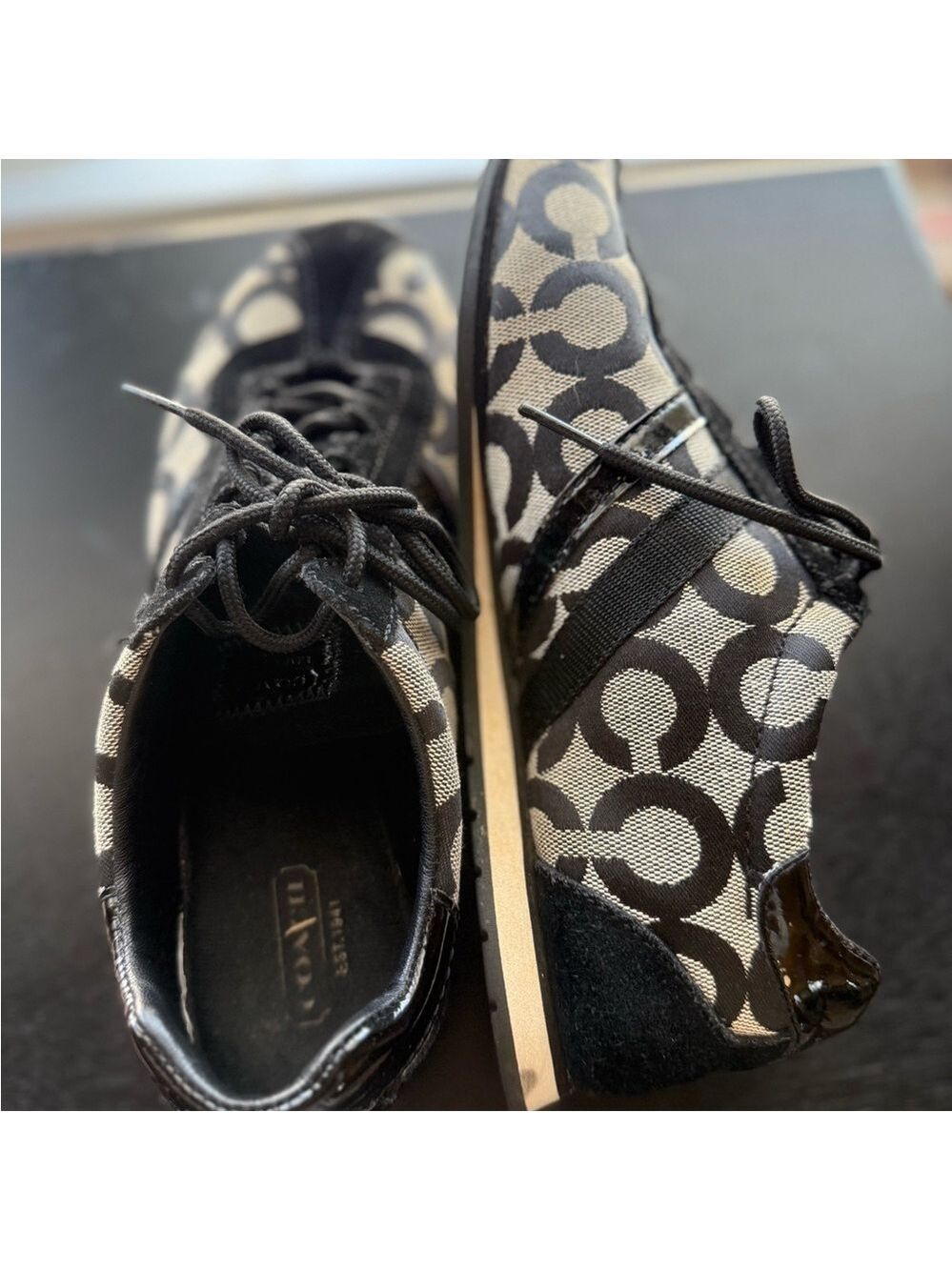 Coach Black and Cream Patterned Sneakers - Picture 4 of 9